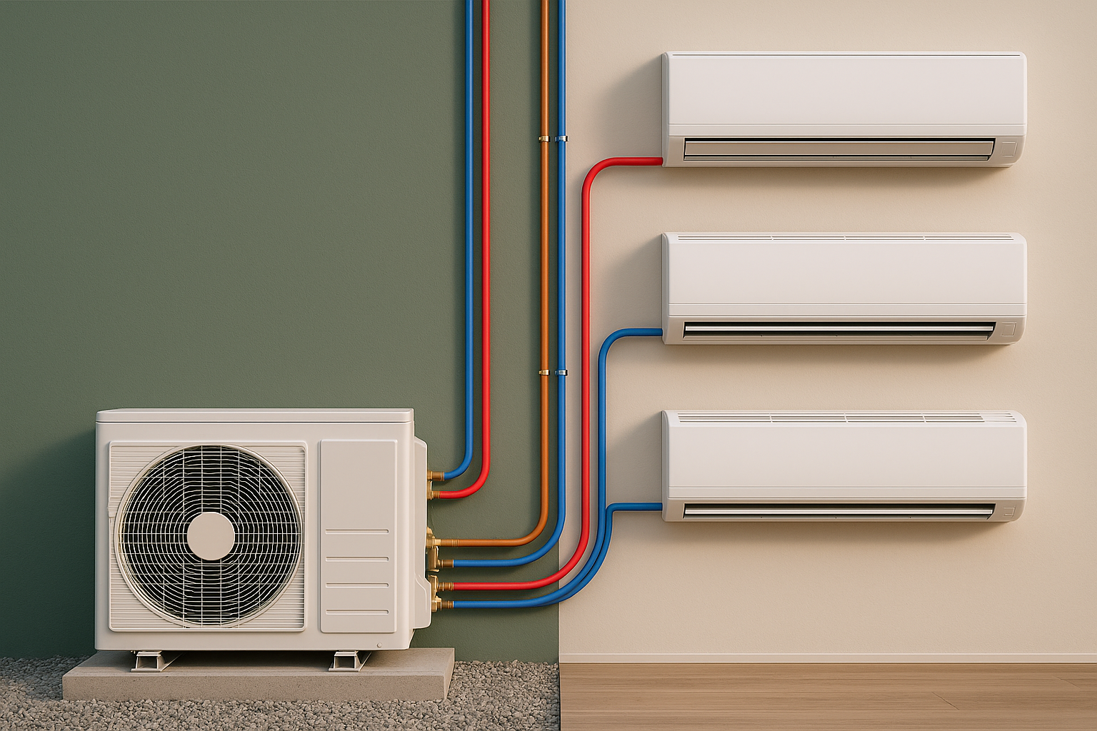 Schéma d'une PAC Air-Air Multi-split