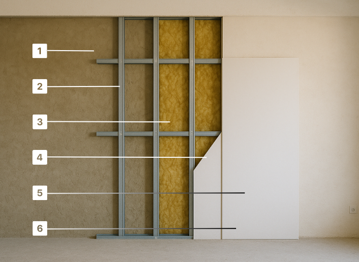 Schéma d'isolation thermique par l'intérieur