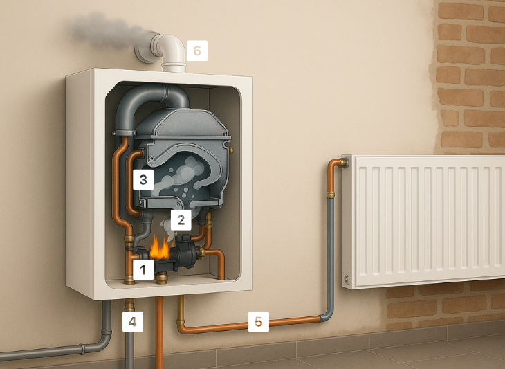 Schéma de principe de la chaudière à condensation
