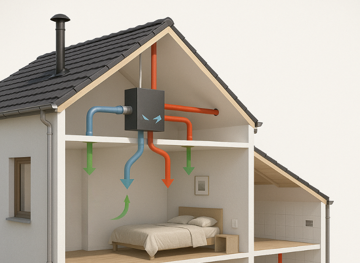 Schéma de principe de la VMC Double Flux
